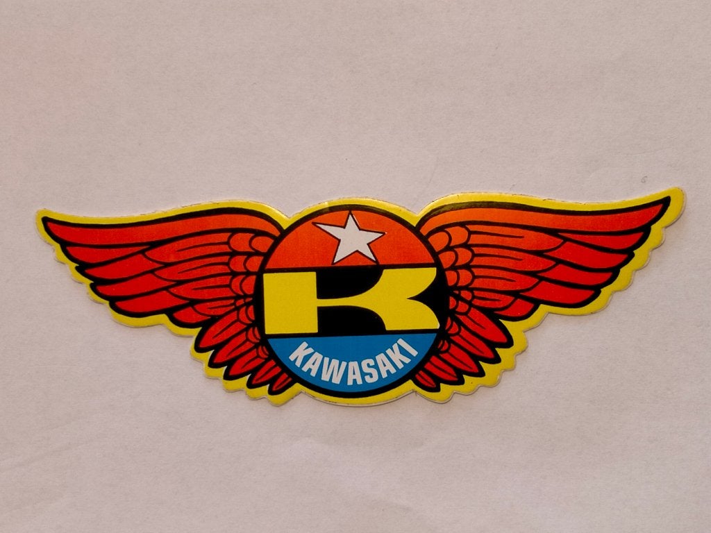 Kawasaki motor auto motoren logo sticker vleugels wings, Verzamelen, Ophalen of Verzenden, Gebruikt, Overige typen
