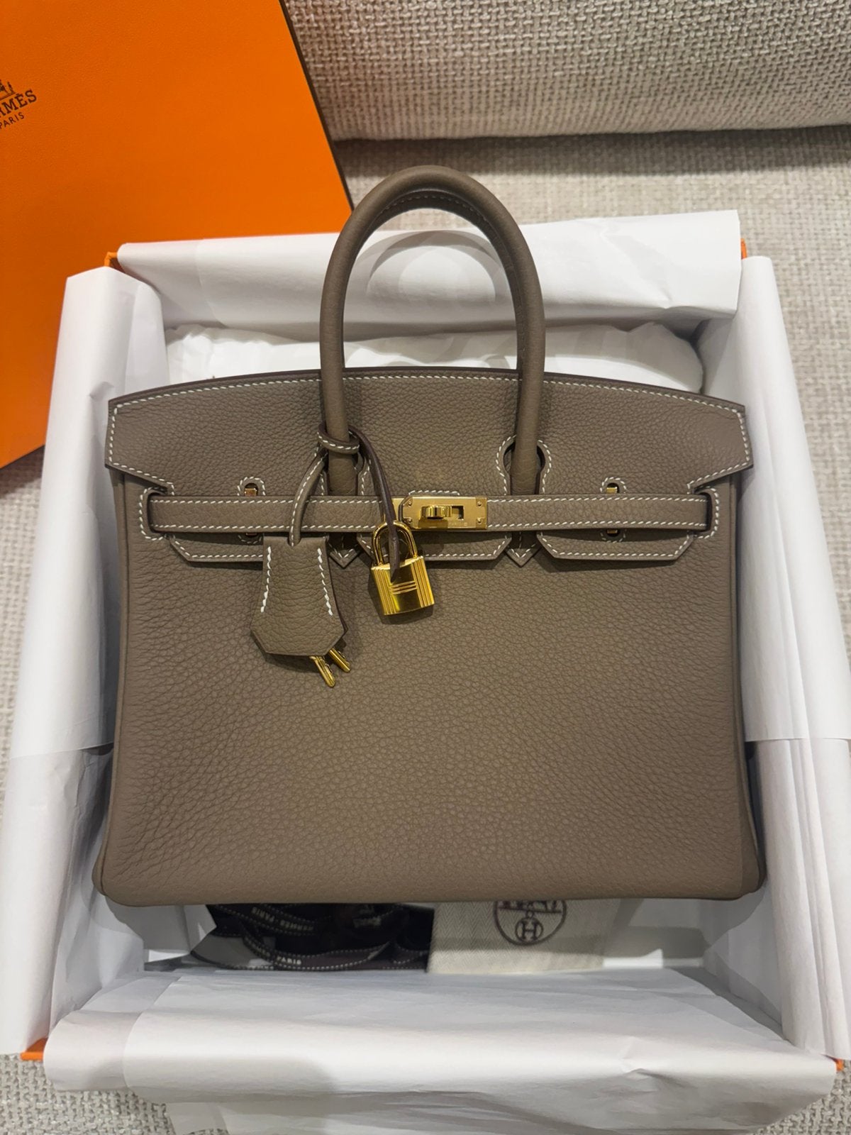 Hermes Birkin 25, Sieraden, Tassen en Uiterlijk, Tassen | Damestassen, Ophalen of Verzenden, Nieuw, Beige, Handtas