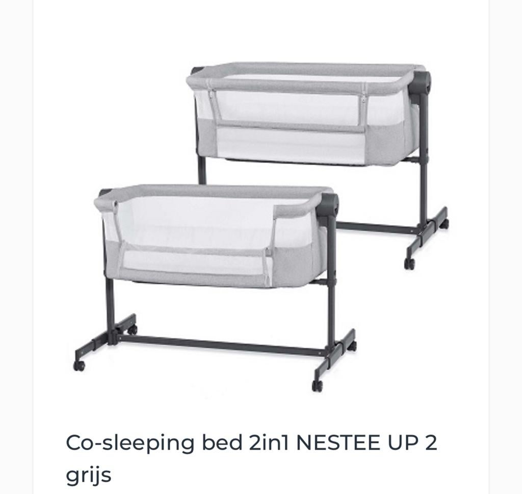 Kinderkraft Nestee Up 2-in-1 Co-sleeper/Reisbedje Grijs, Ophalen of Verzenden, Zo goed als nieuw, Reisbedje
