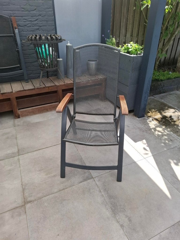 Set van 4 Tuin stoelen., Ophalen, Gebruikt, Metaal, Inklapbaar