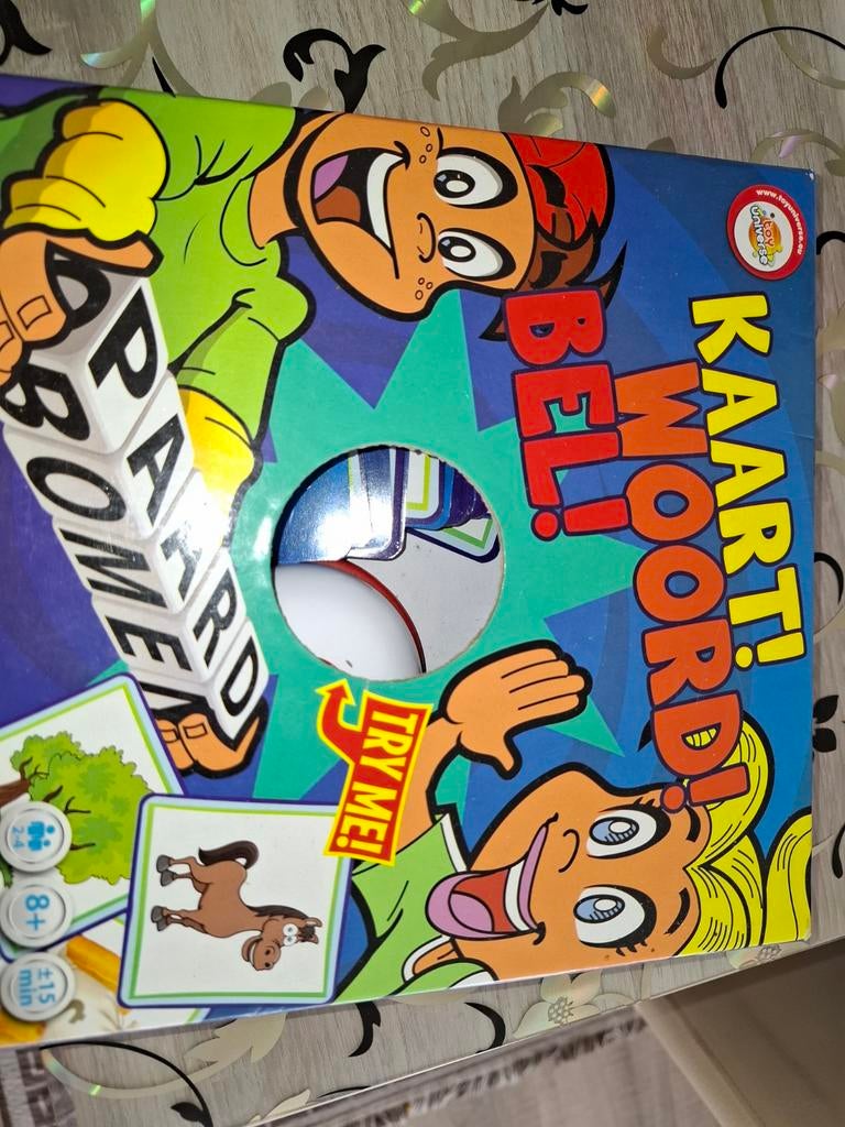 Kaart! Bel! Woord! Spel - Leuk woordspel voor jong en oud, Hobby en Vrije tijd, Drie of vier spelers, Ophalen of Verzenden, Gebruikt