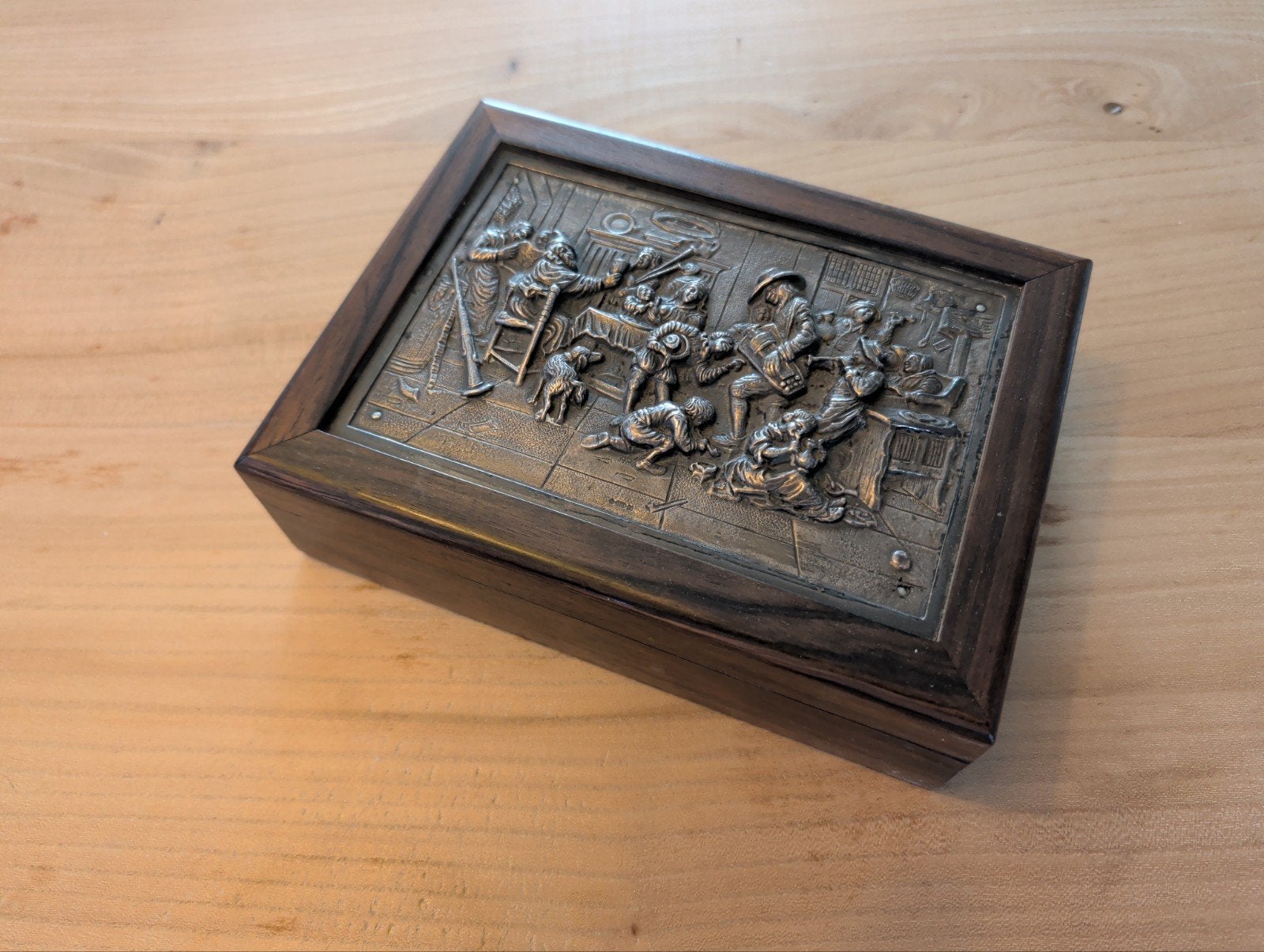 Vintage sigarenkist H. Hooijkaas HH90 – hout met verzilverd, Antiek en Kunst, Ophalen of Verzenden