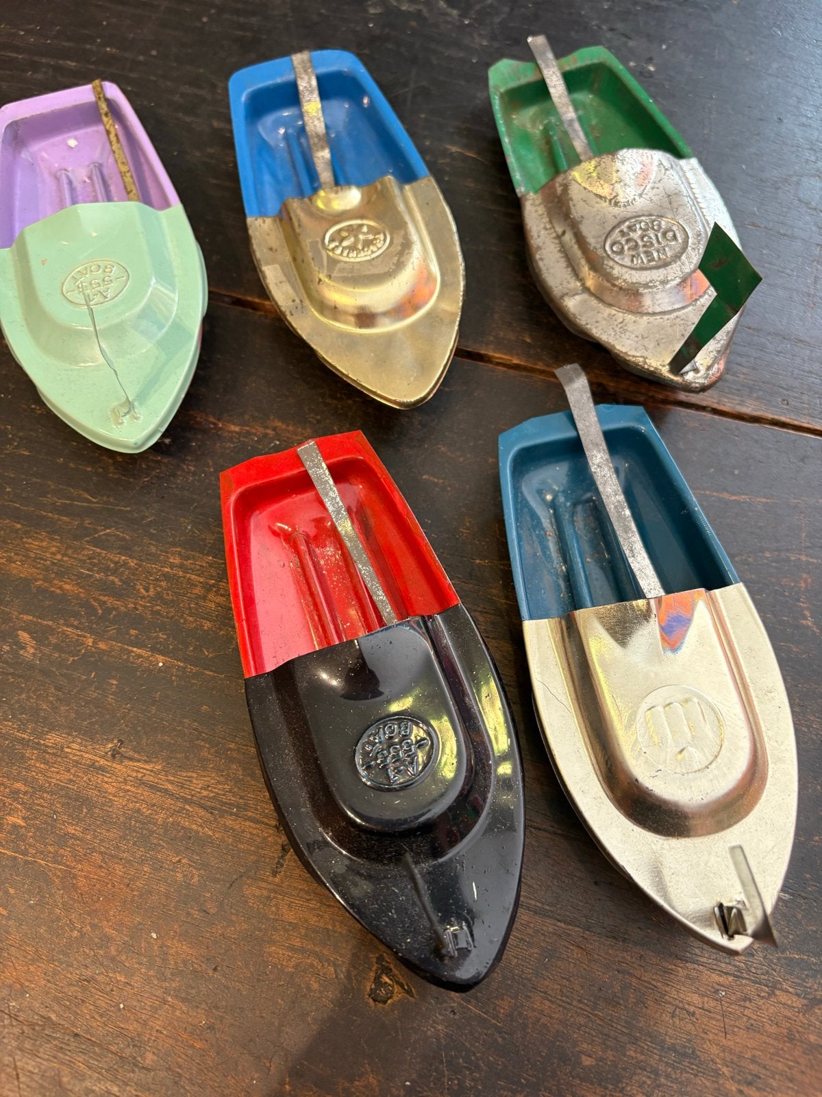 Set van 5 vintage blikken speelgoedbootjes, Ophalen of Verzenden