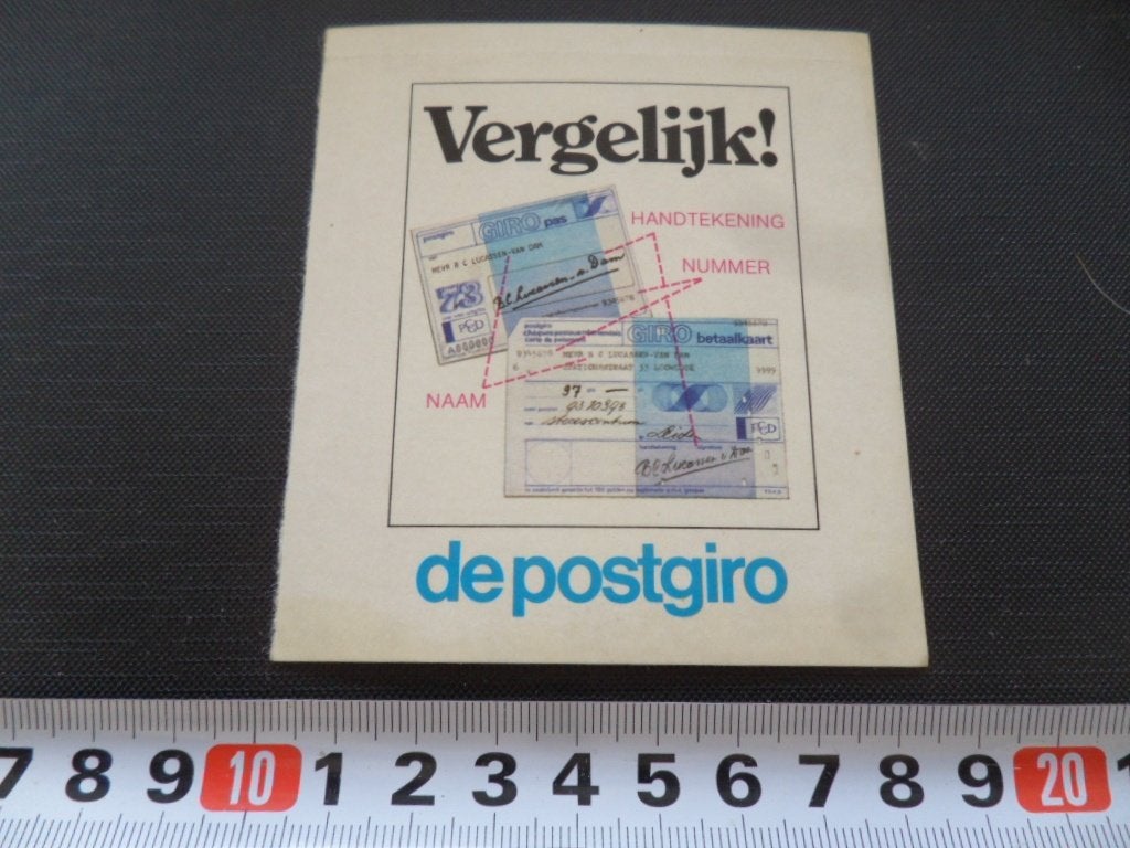 sticker Vergelijk de postgiro pinpas betaalkaart, Ophalen, Zo goed als nieuw