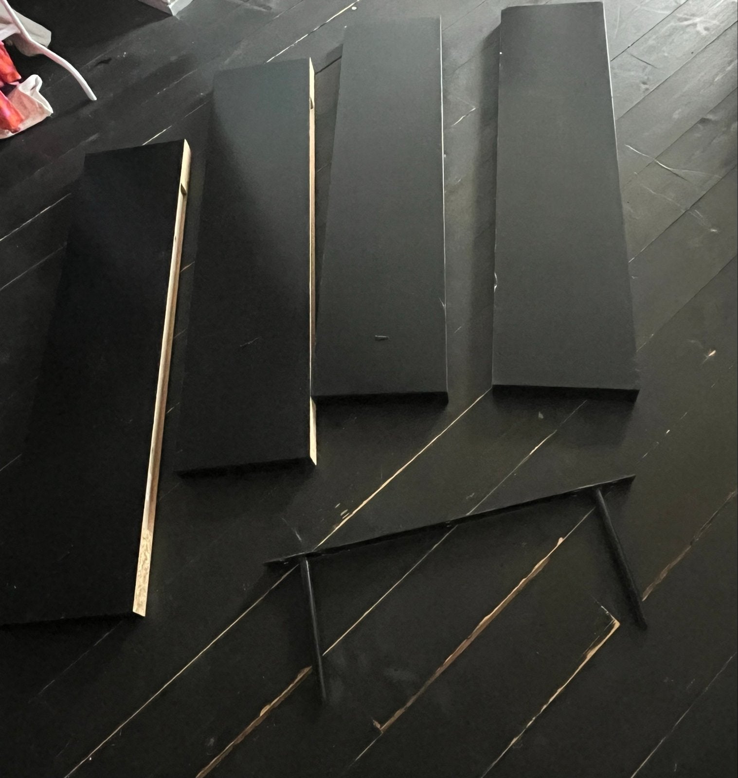 Zwarte houten IKEA lack planken met metalen beugel, Huis en Inrichting, Ophalen, Gebruikt