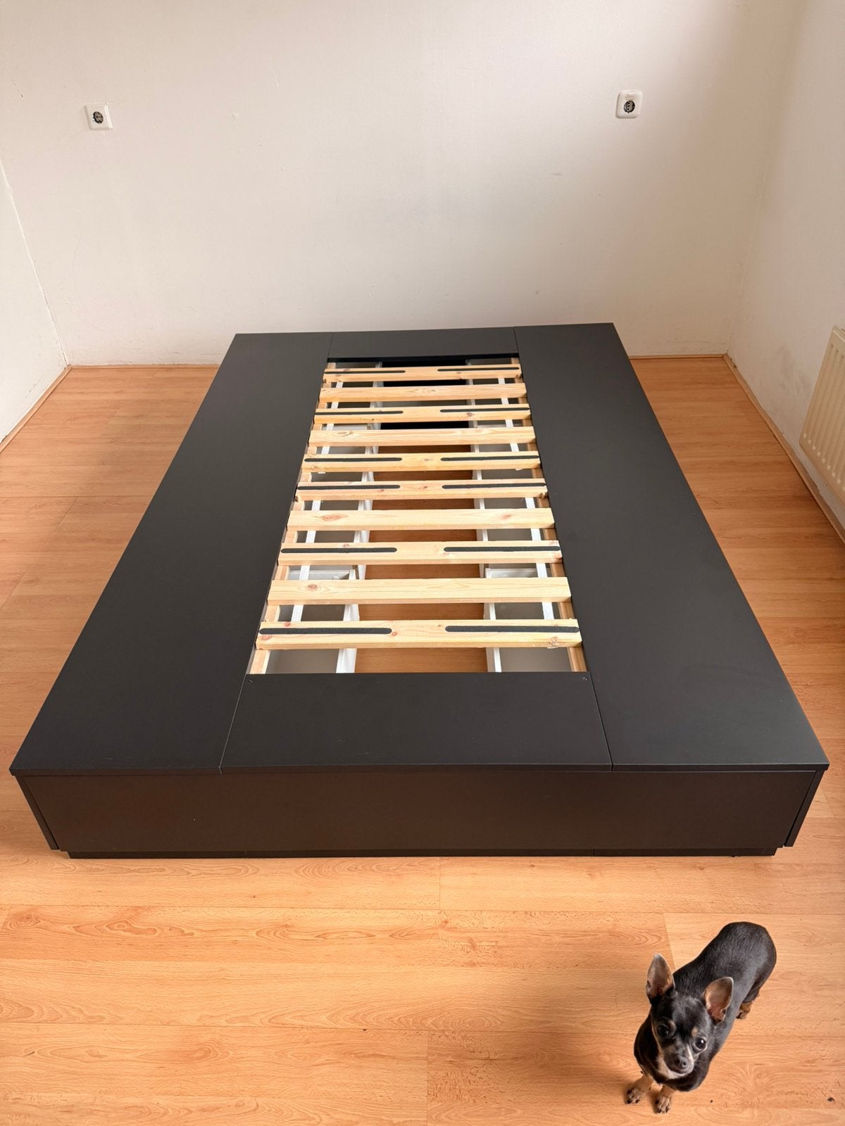 Zwarte bedframe met 6 laden 140x200, zwarte tweepersoonsbank, Ophalen, Zwart, Tweepersoons, 140 cm