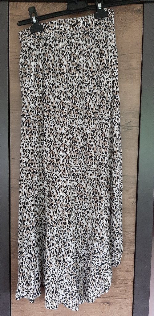 Dames rok - maat XS - lang - beige met luipaarden print, Meerkleurig, Ophalen of Verzenden, Zo goed als nieuw, Maat 34 (XS) of kleiner