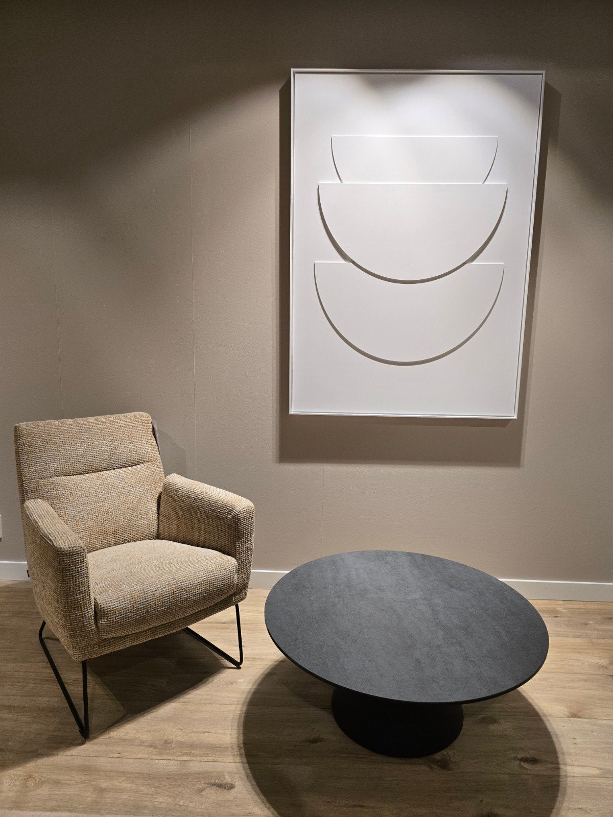 Montel - ronde Salontafel Antraciet Keramiek - 90 cm, Huis en Inrichting, Ophalen, Nieuw, Overige materialen, Modern
