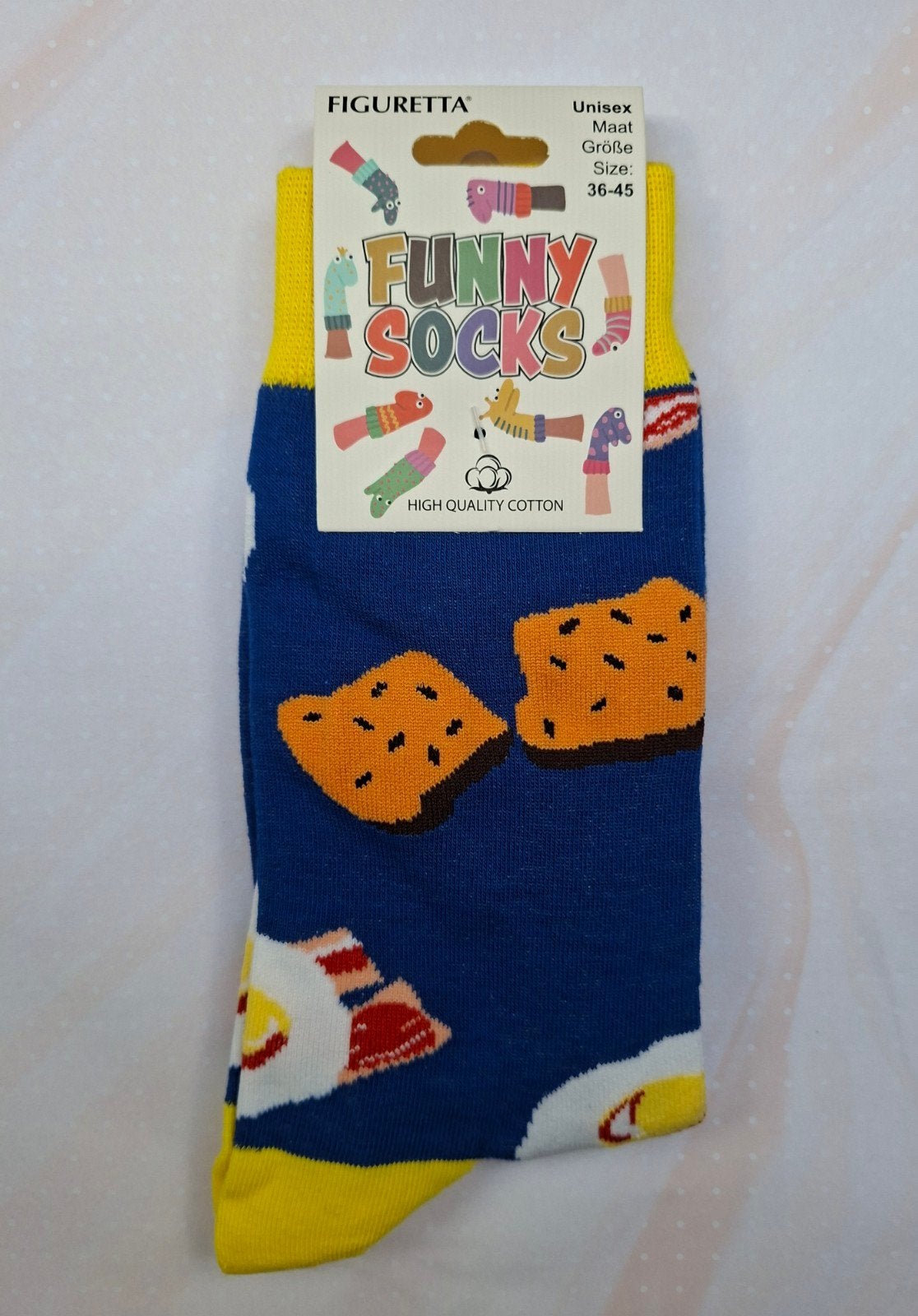 Funny Socks; One Size (Broodje/Ei/ Bacon-print), Overige kleuren, Nieuw, Overige maten, Ophalen of Verzenden