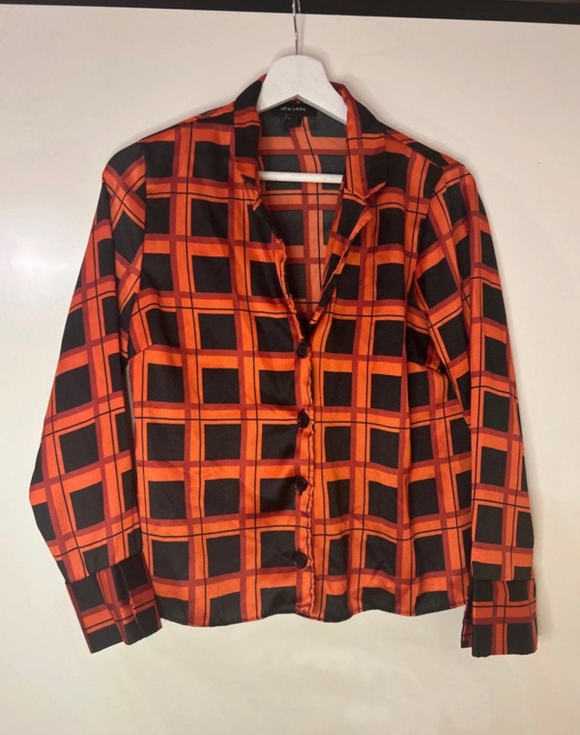 oranje geblokte blouse, Ophalen of Verzenden, Zo goed als nieuw, Maat 38/40 (M), Oranje