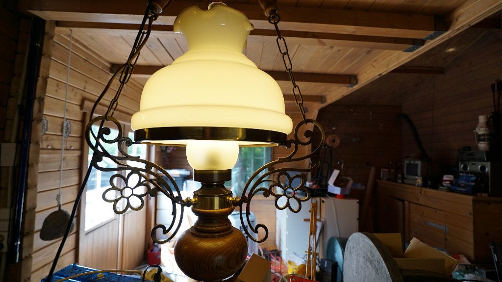 Vintage Opaline Glass Hanging Ceiling Lamp, Ophalen of Verzenden