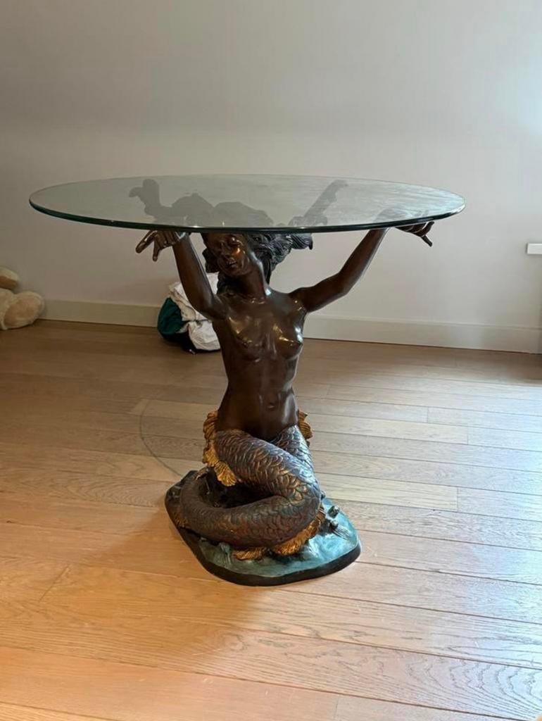 Zeemeermin tafel met glazen blad., Ophalen
