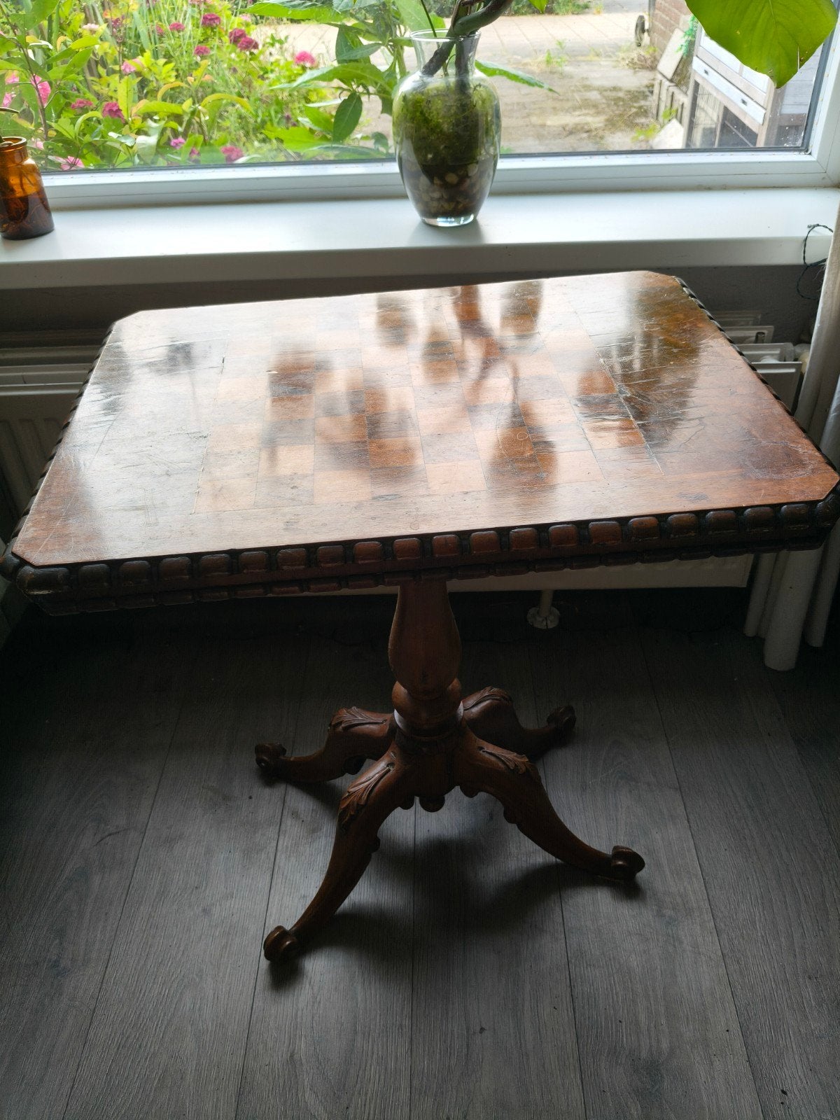 Schaaktafel 1920–1935, ingelegd schaakbord, vintage / antiek, Ophalen