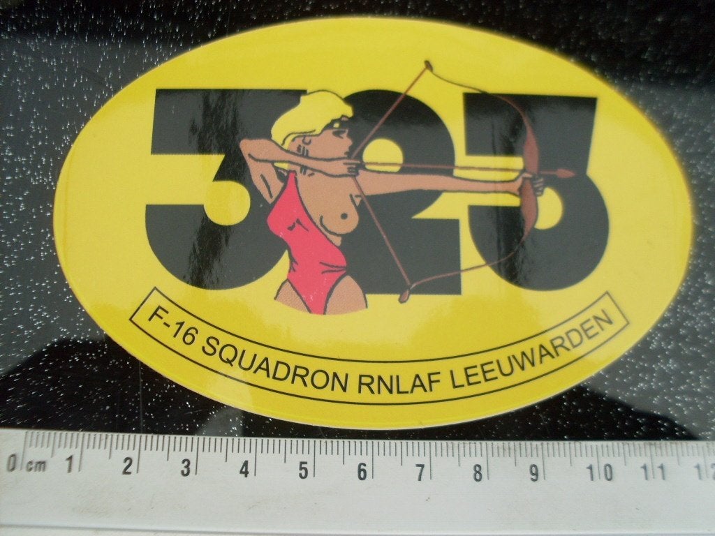 sticker squadron 323 F-16 rnlaf leeuwarden logo handboog, Verzenden, Zo goed als nieuw, Bedrijf of Vereniging