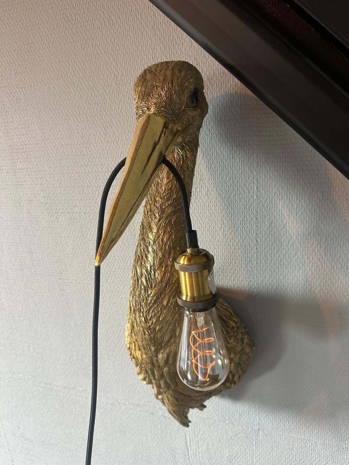 Gloednieuwe gouden ooievaars wandlamp - Azzuro Zutphen, Ophalen, Nieuw, E27 (groot), Wandlamp