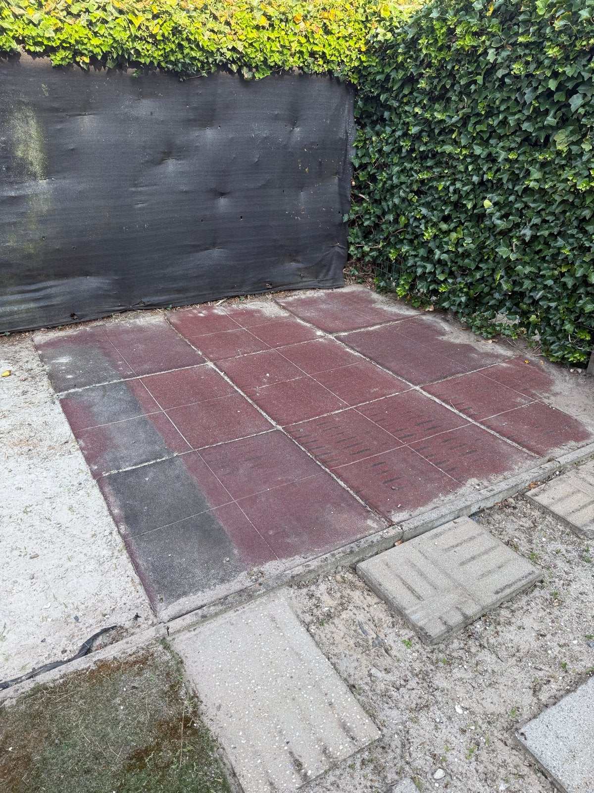 9 stuks 1x1 meter rubberen terrastegels., Ophalen, Gebruikt, Rubber, 5 tot 10 m²
