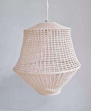 Vintage IKEA hanglamp Piet Hein Eek wit macramé (2 stuks), Gebruikt, Natuurlijk materiaal, Bohemian, Natuurlijk, Sfeervol, E27 (groot)