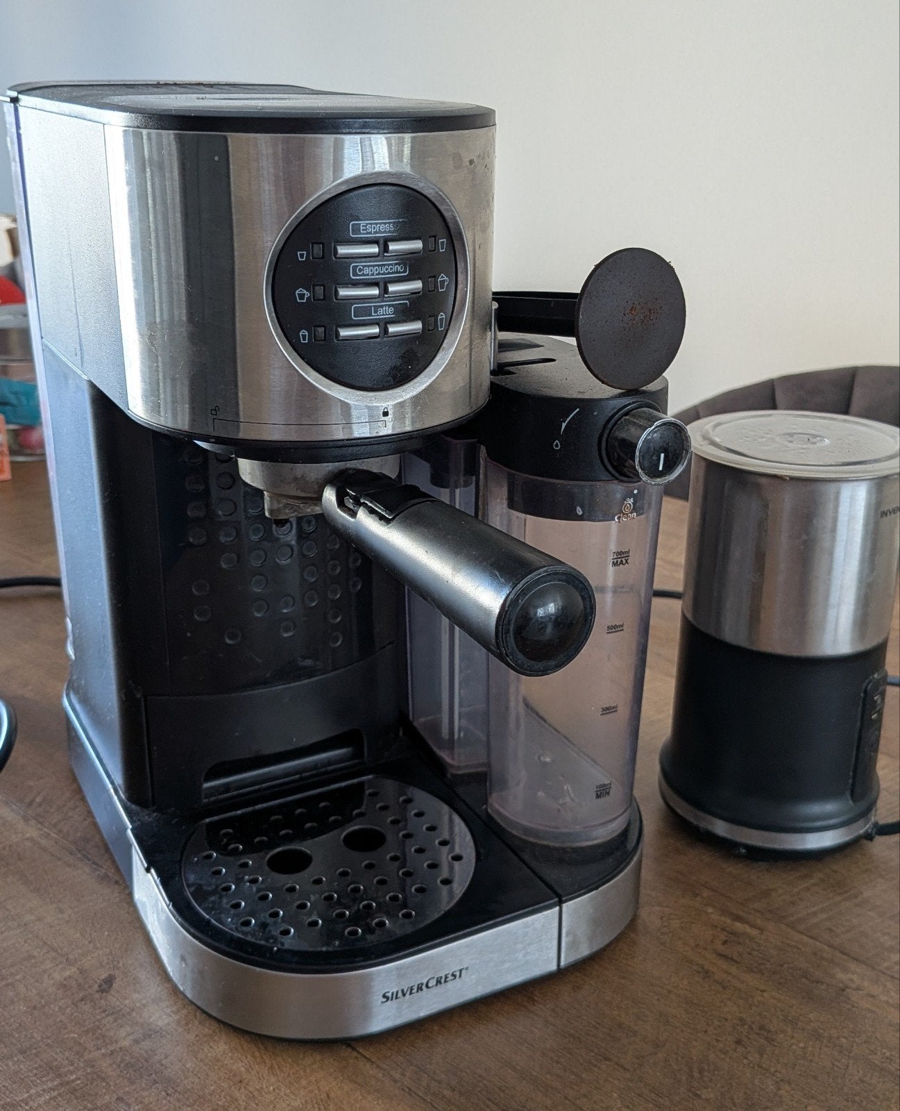 Silvercrest Espressomachine met melkopschuimer, Ophalen, Afneembaar waterreservoir, Gebruikt, Espresso apparaat