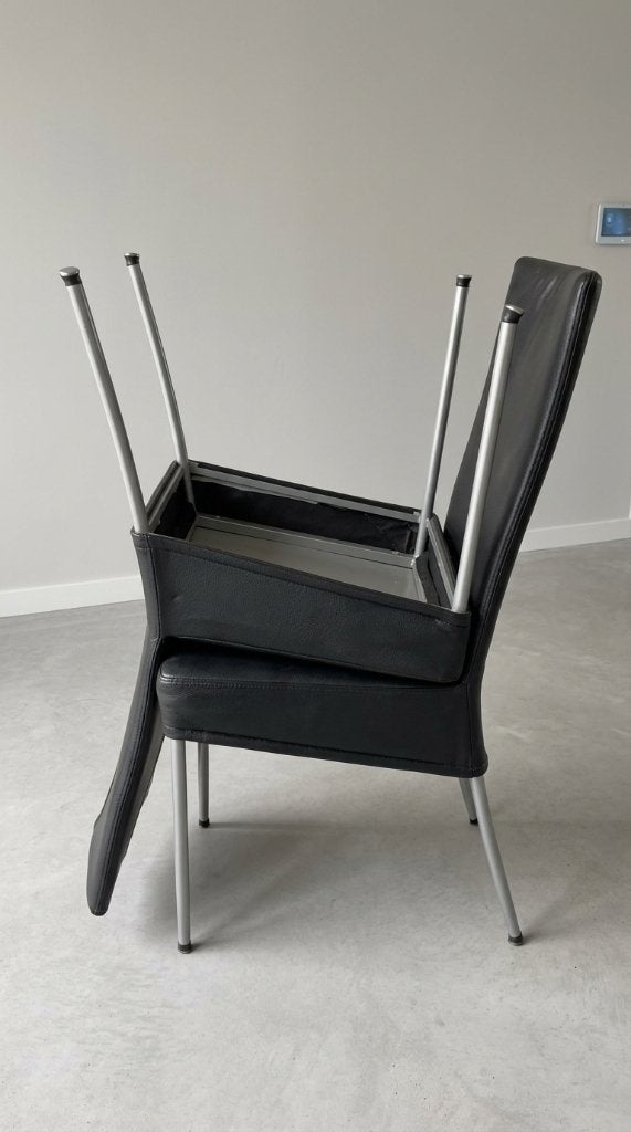 Set of 2 used chairs.  genuine leather, Ophalen, Gebruikt