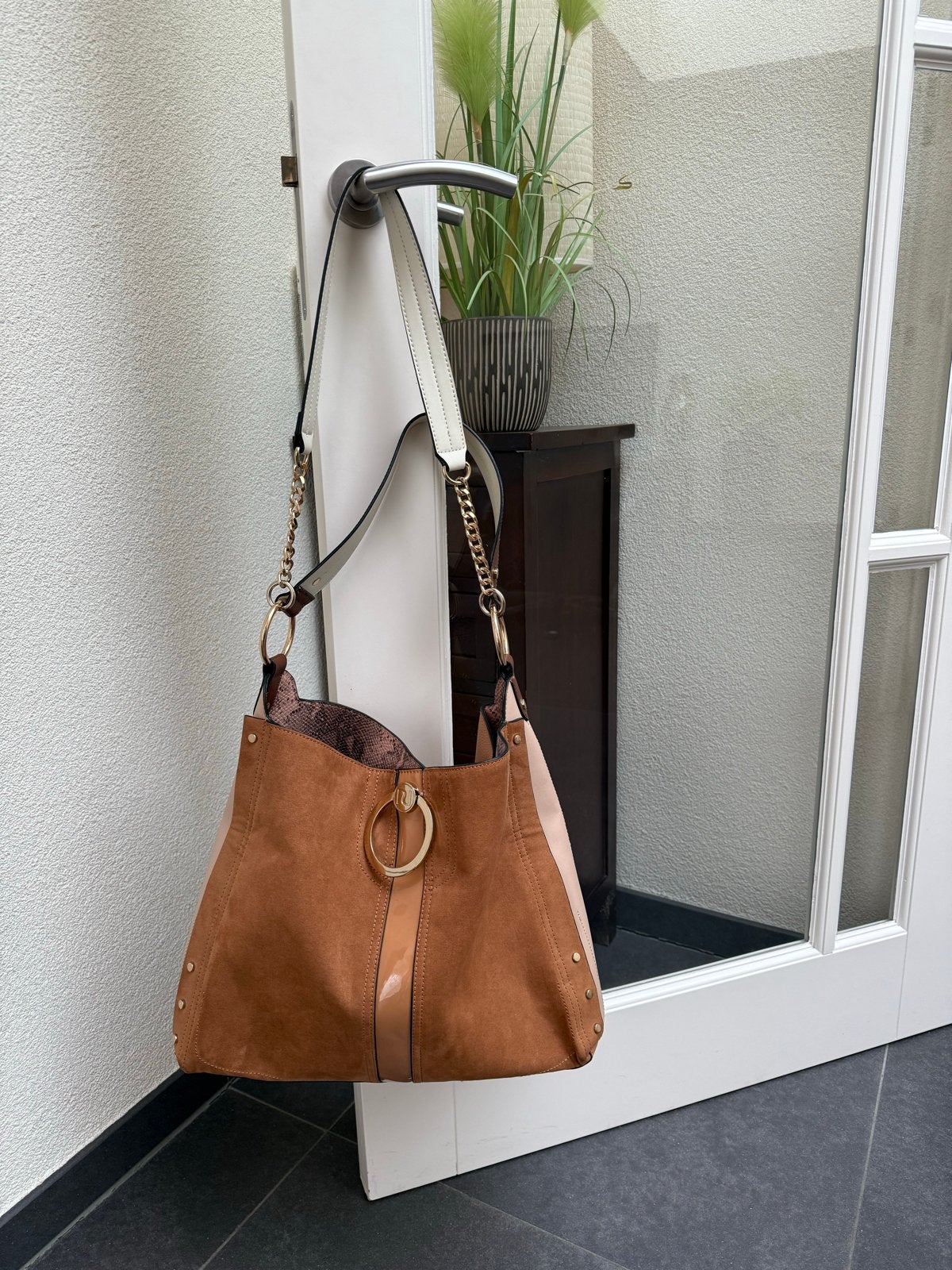River Island schoudertas bruin/beige, Ophalen of Verzenden, Gebruikt, Bruin, Schoudertasje