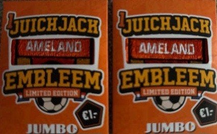 AMELAND JUMBO JUICH JACK EMBLEEM GEZOCHT, Ophalen of Verzenden, Winkel, Super of Benzinepomp, Zegels, Bonnen of Punten