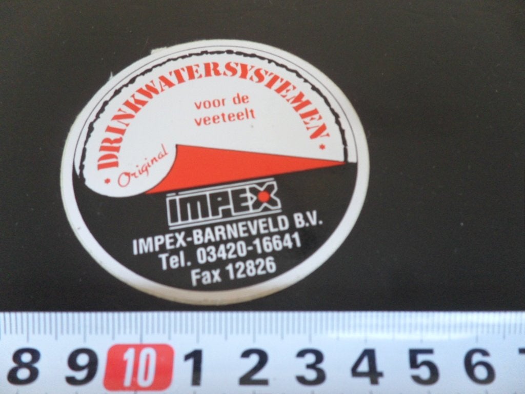 sticker Barneveld IMPX BV Drinkwatersystemen veeteelt *, Ophalen of Verzenden, Zo goed als nieuw