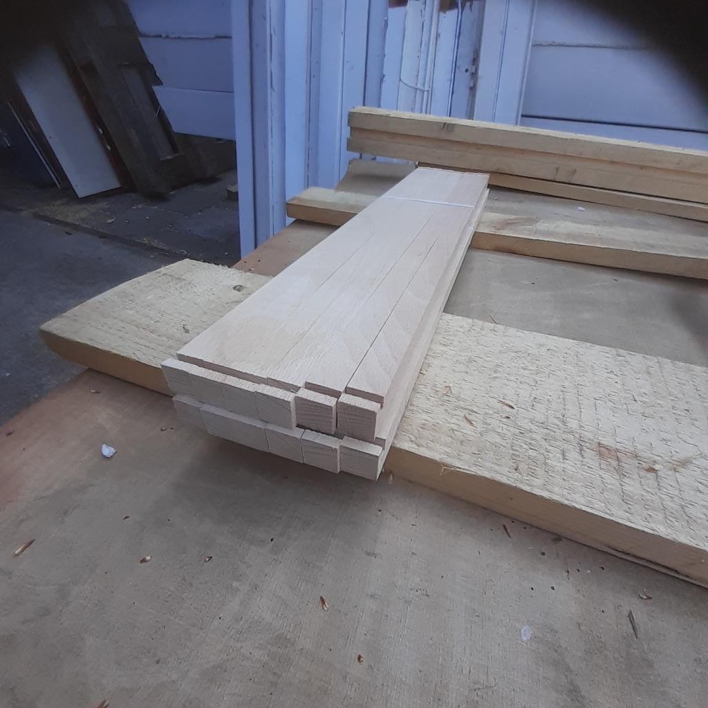 800 beukenhouten planken beuken latjes 18 x 18 x 545mm, Doe-het-zelf en Verbouw, Hout en Planken, Ophalen, Minder dan 25 mm, Nieuw