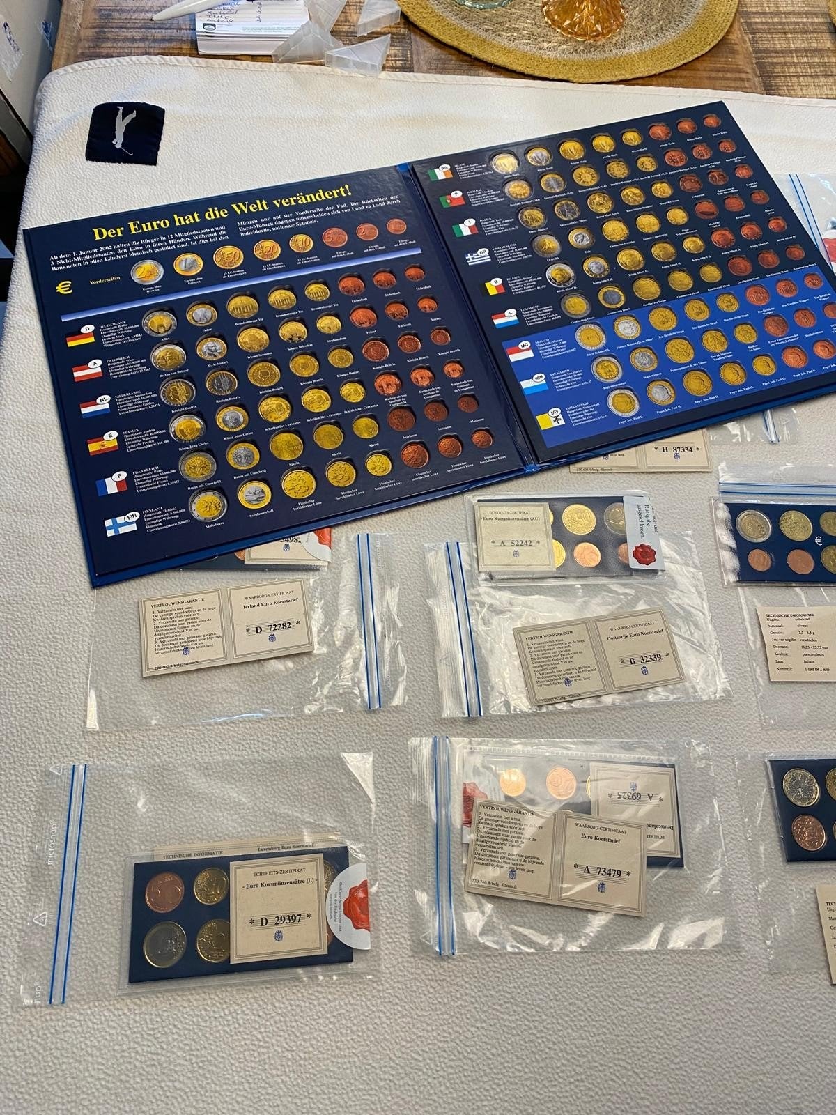 Eurokits met map en certificaten van 12 landen, Ophalen of Verzenden, België, Overige waardes, Setje