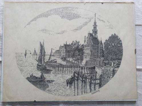 Pentekening Dick Imming hoofdtoren en havenhoofd Hoorn, Ophalen