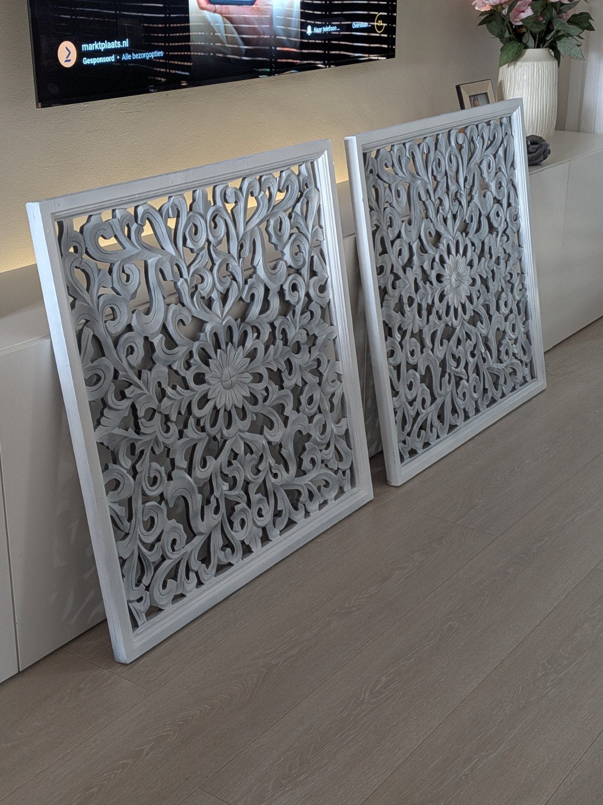 Prachtige Grote XL teakhouten wandpanelen! 90x90cm!!, Ophalen, Zo goed als nieuw