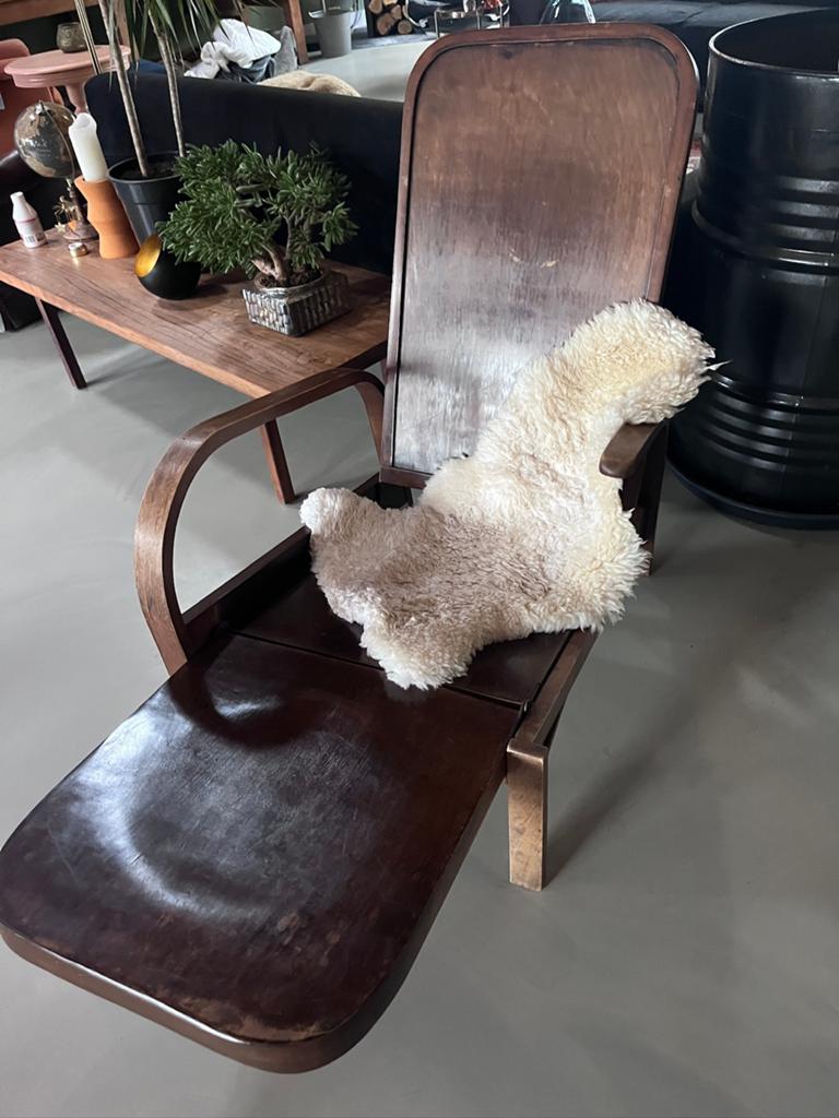 Vintage houten ligstoel uit Brazilië, Huis en Inrichting, Fauteuils, Ophalen, Gebruikt, Minder dan 50 cm