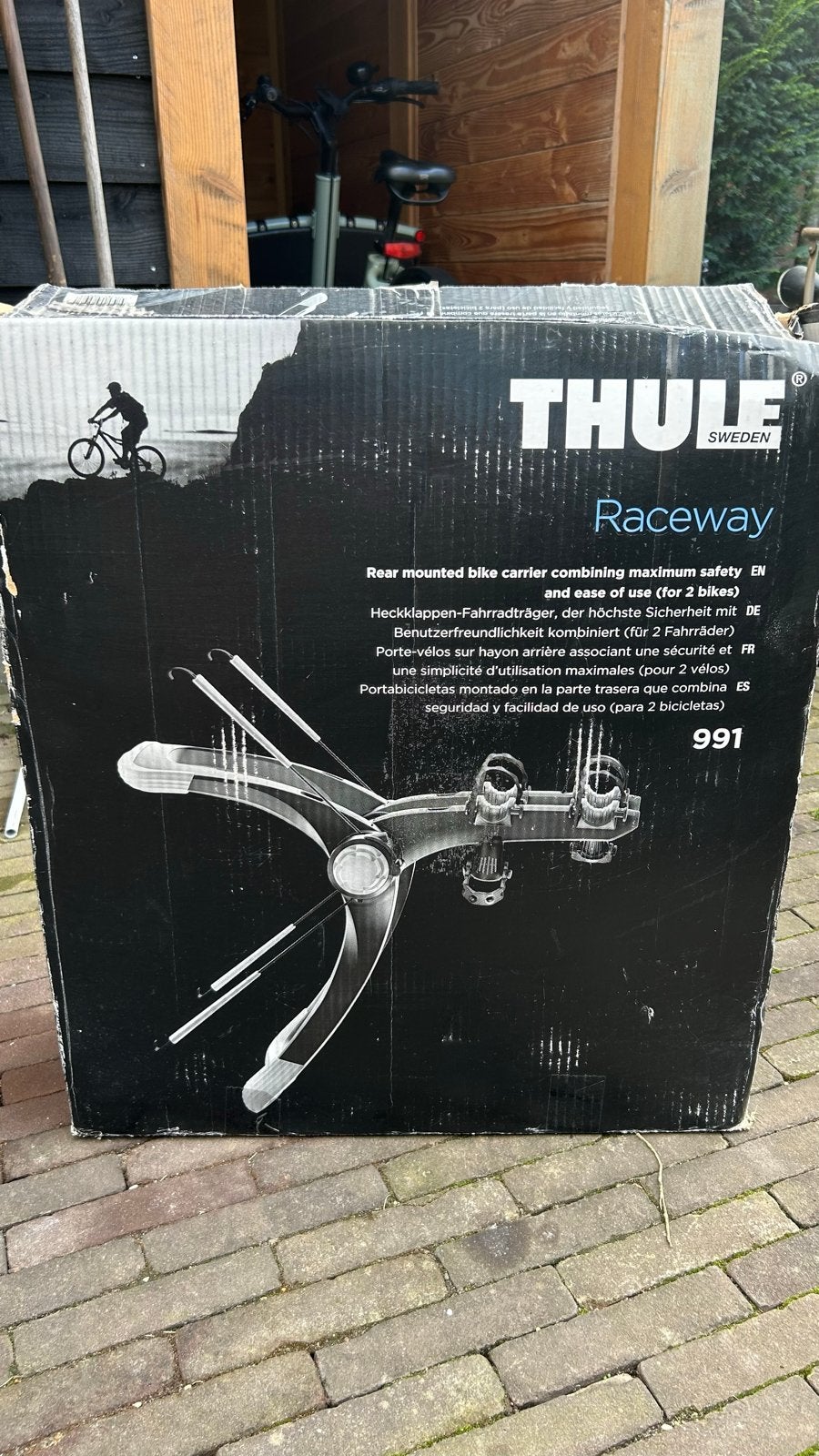 Thule Raceway 991 Achterklepdrager voor 2 fietsen, Ophalen, 2 fietsen, Gebruikt, Achterklepdrager