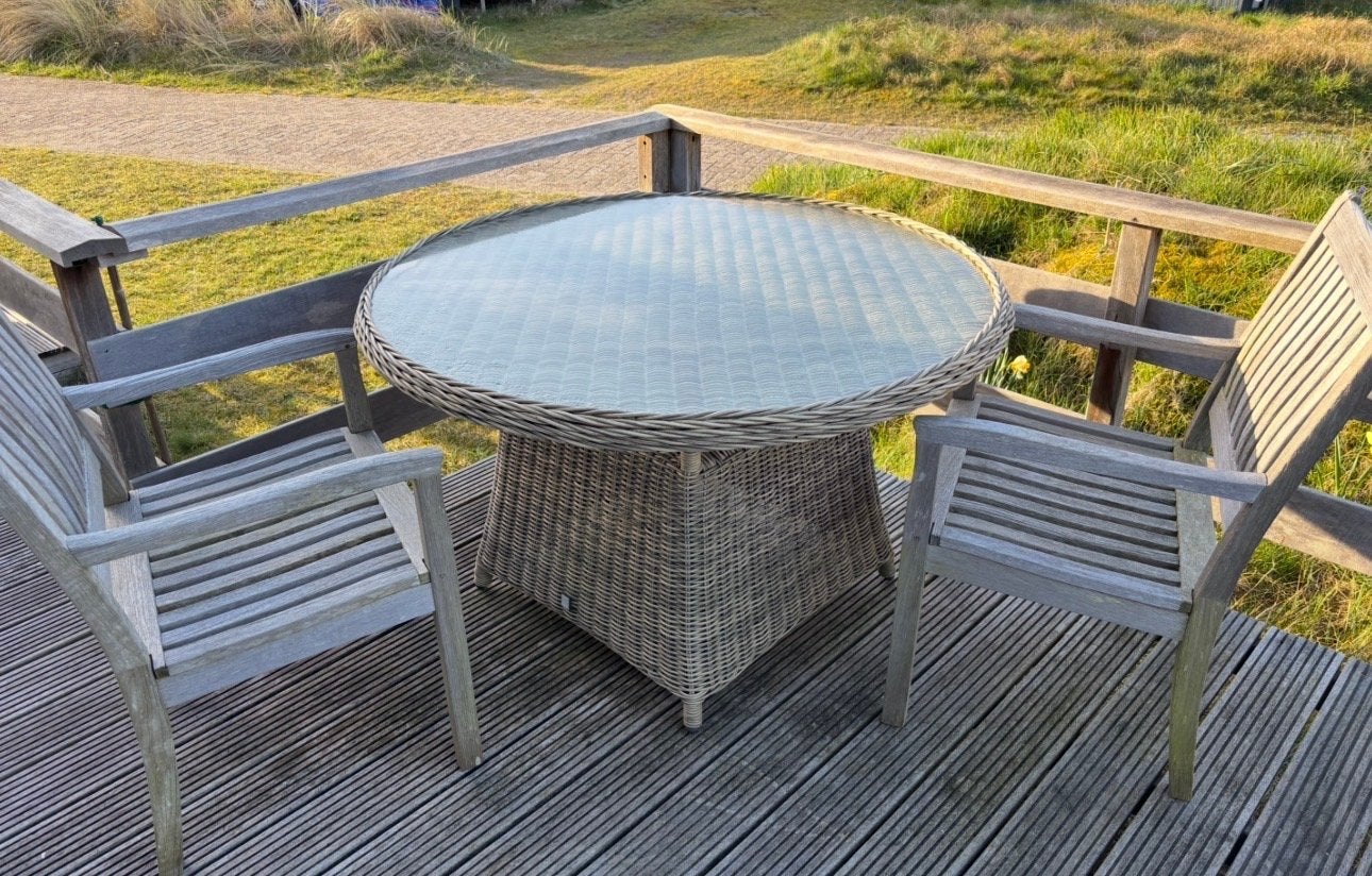 P&R Design Wicker tuintafel met glazen blad, Ophalen, Gebruikt, -, -