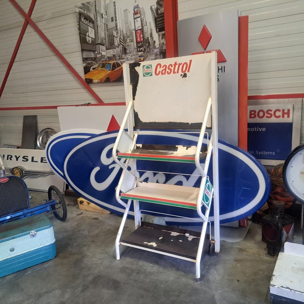 Castrol olieblikken rek Vintage '80, Verzamelen, Merken en Reclamevoorwerpen, Gebruikt, Reclamebord, Ophalen
