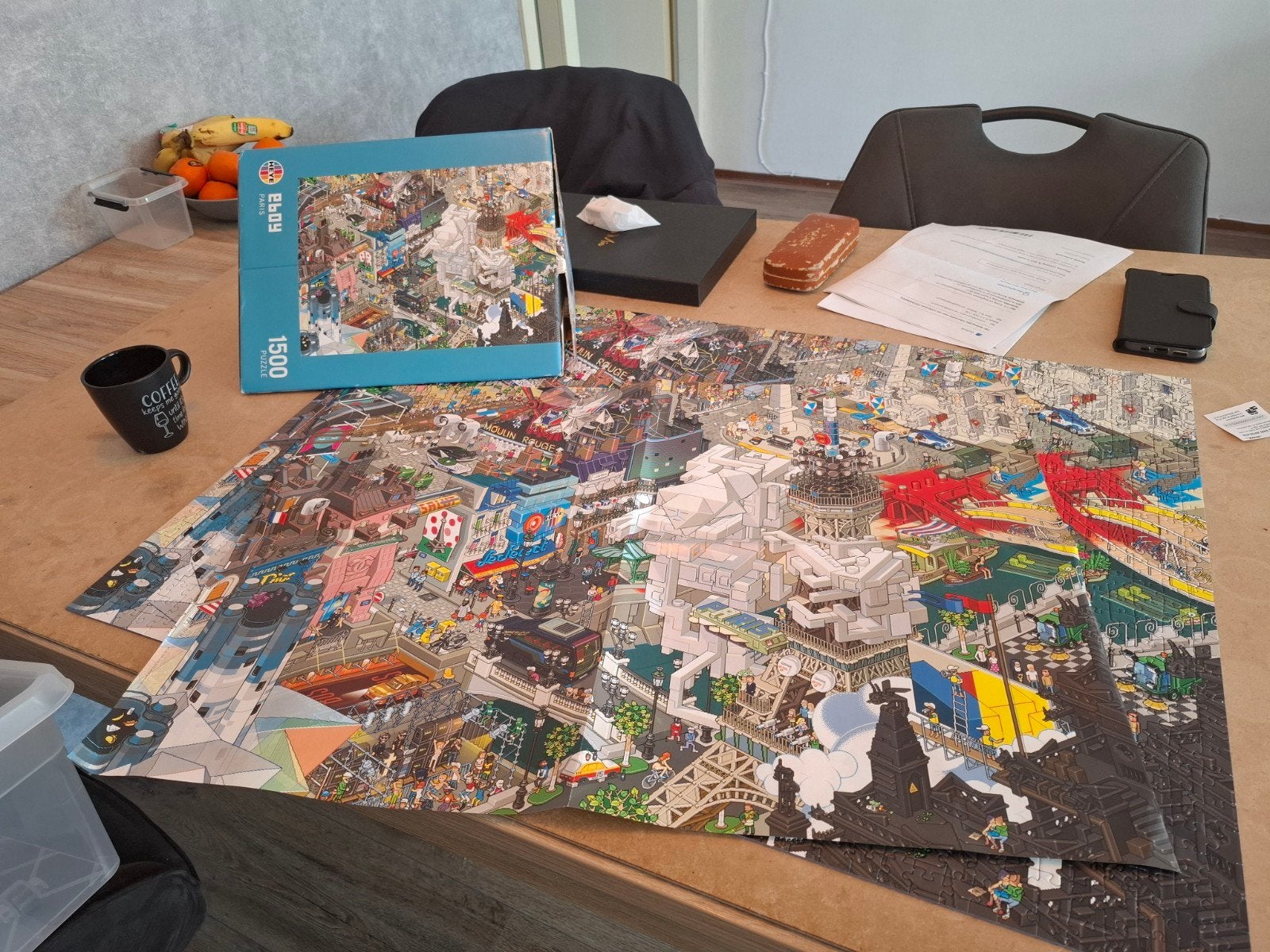 HEYE Eboy Legpuzzel 1500 stukjes - Wereldsteden, Ophalen of Verzenden, 500 t/m 1500 stukjes, Zo goed als nieuw, Legpuzzel