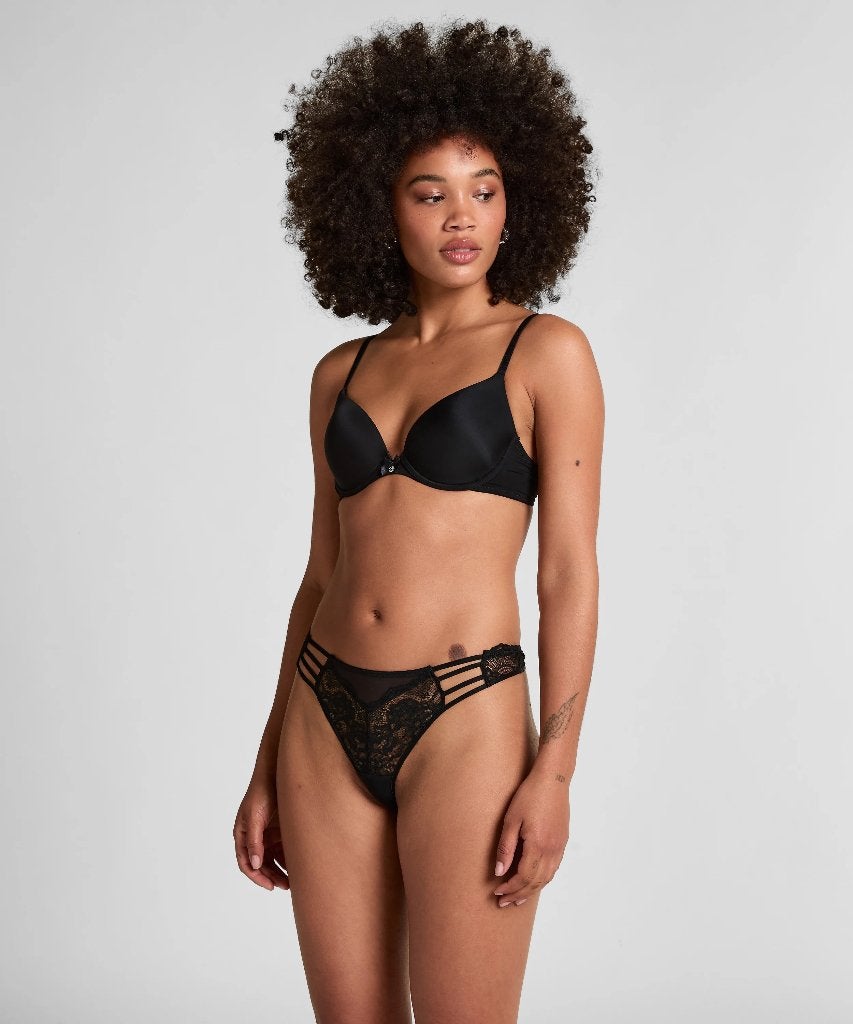 Hunkemöller String Briar Zwart en Lila maat XS tm XL (310), Hunkemöller, Ophalen of Verzenden, Overige kleuren, String