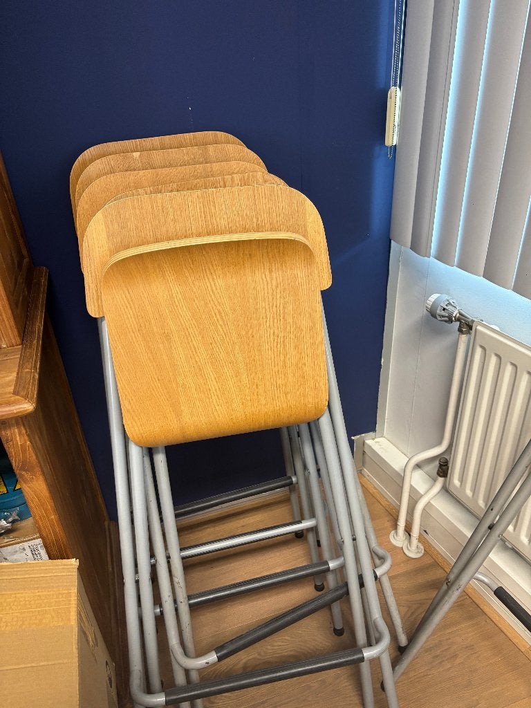 6x Ikea Franklin barkruk, opvouwbaar, Ophalen, Met voetsteun, 60 tot 90 cm, Hout