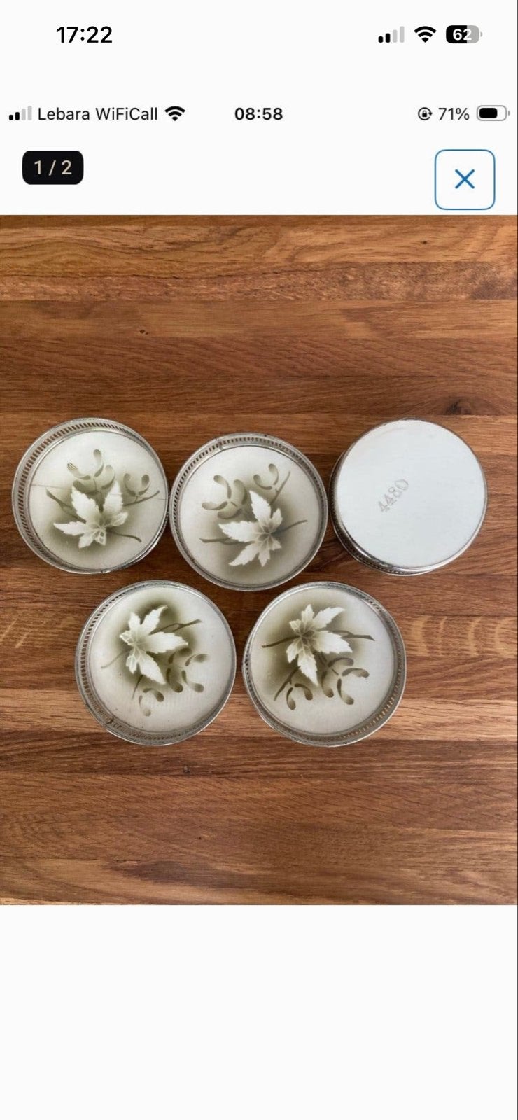 Set van 5 zilveren onderzetters met bladmotief, Antiek en Kunst, Ophalen, Zilver