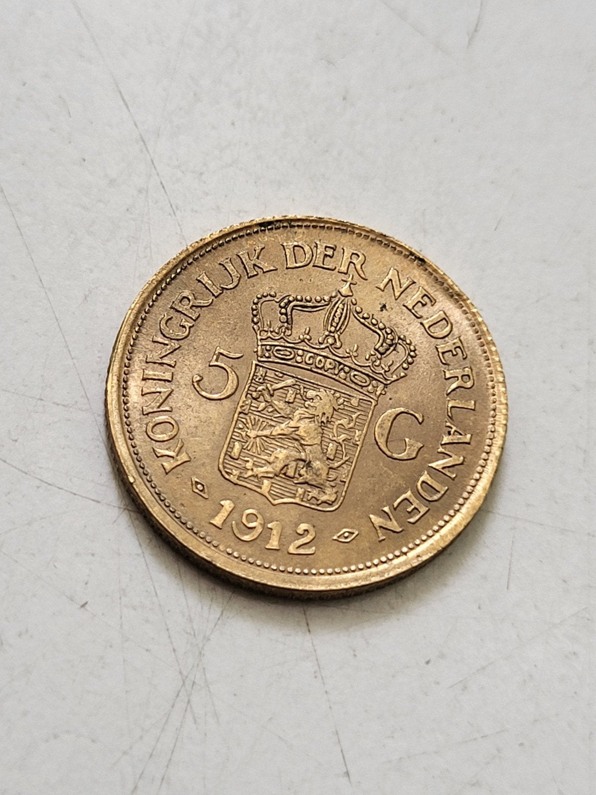 Replica 5 gulden 1912 goud  Koningin Wilhelmina 1912, Postzegels en Munten, Ophalen of Verzenden, Koningin Wilhelmina, 5 gulden