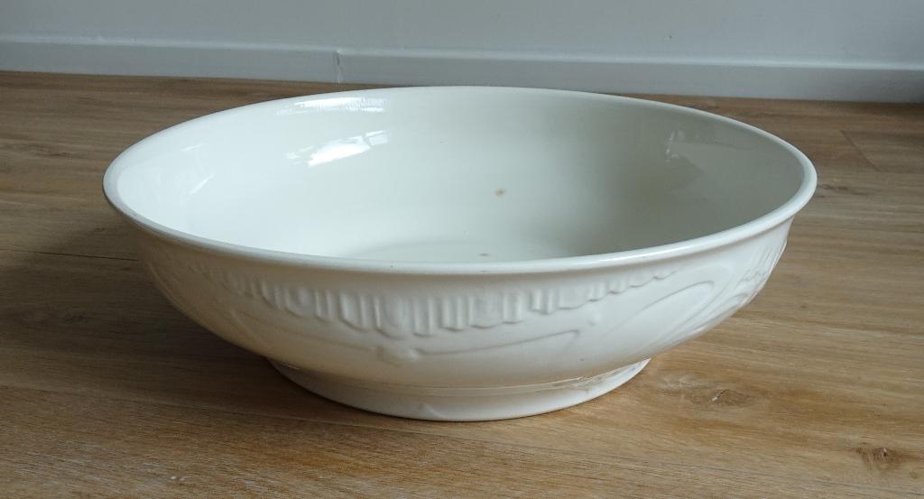 Vintage Grote Schaal van Aardewerk in Gebroken Wit, Ophalen