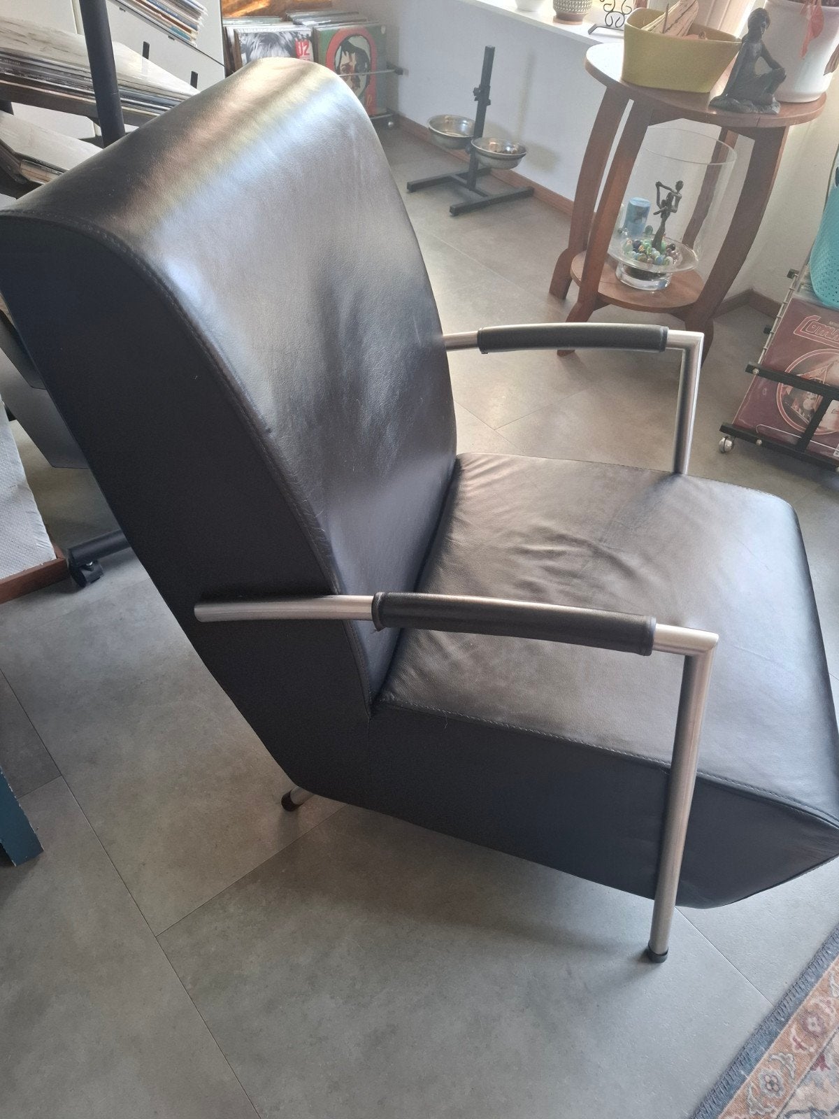 Designer stoel Harvink - Zwart leer, zeer goede staat, Ophalen, Modern design, Zwart, Zo goed als nieuw