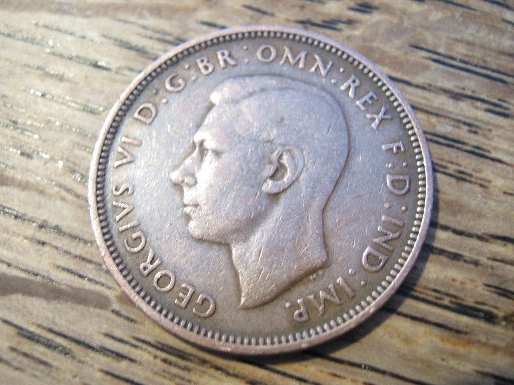 Engeland Half-Penny 1944 met galjoen, WW2 #15, Ophalen of Verzenden, Overige landen, Losse munt