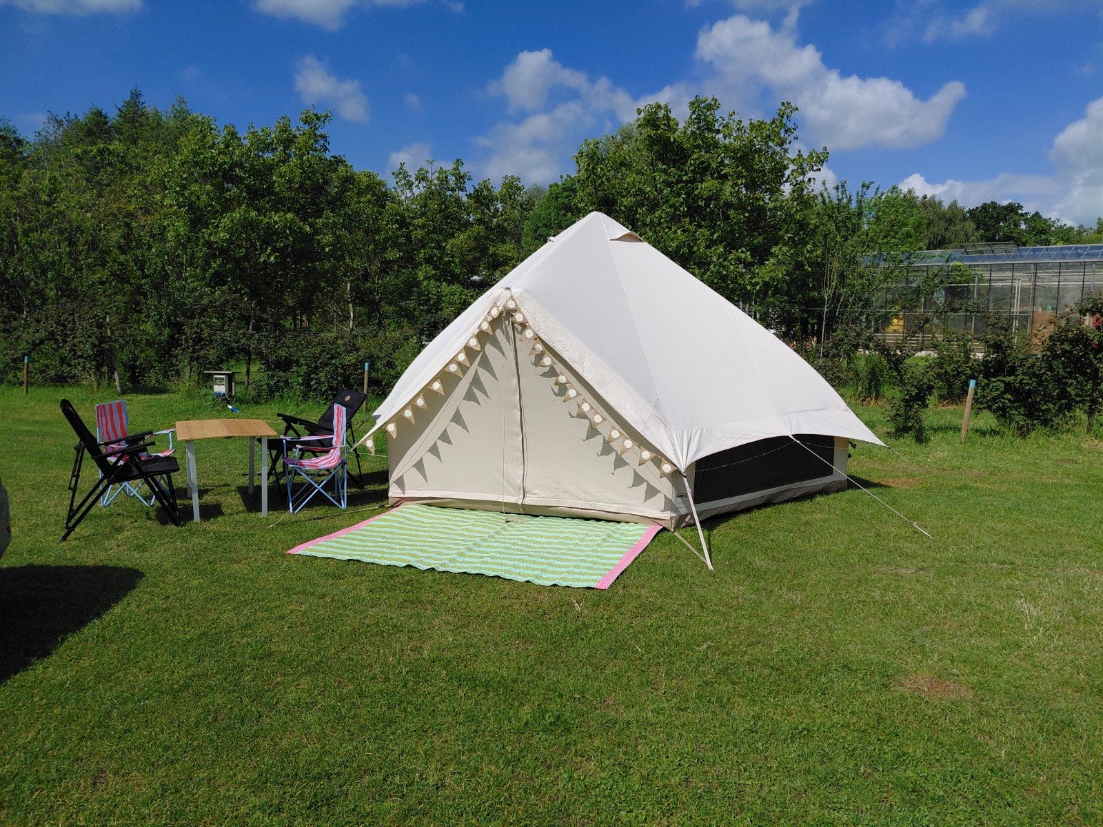 Obelink Easy Air Bell Tent 400 - Zo goed als nieuw!, Caravans en Kamperen, Ophalen of Verzenden, Zo goed als nieuw, Tot en met 4