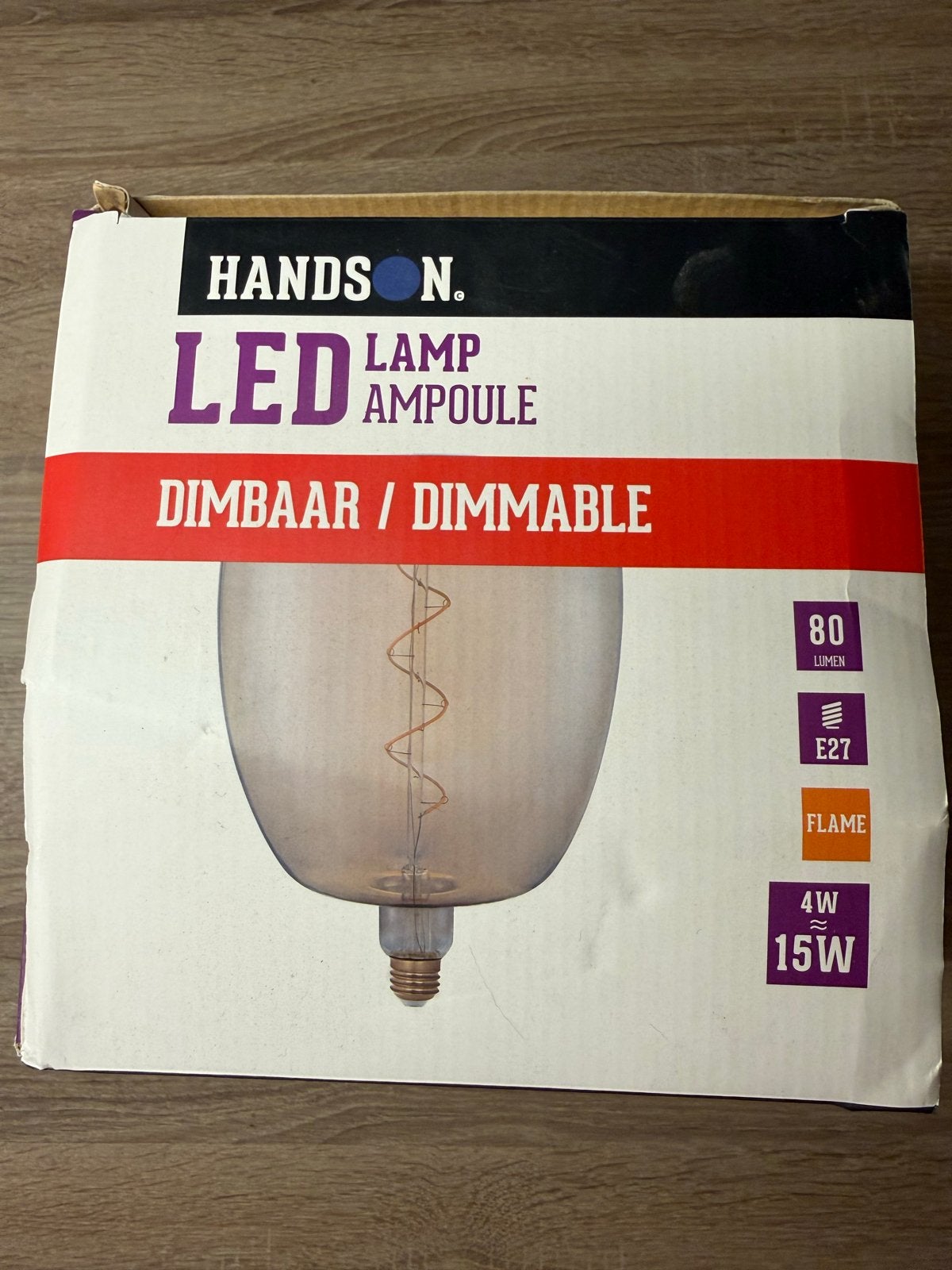 Dimbare LED Lamp E27 Flame 4W 80 Lumen 2 stuks, Ophalen of Verzenden, Zo goed als nieuw