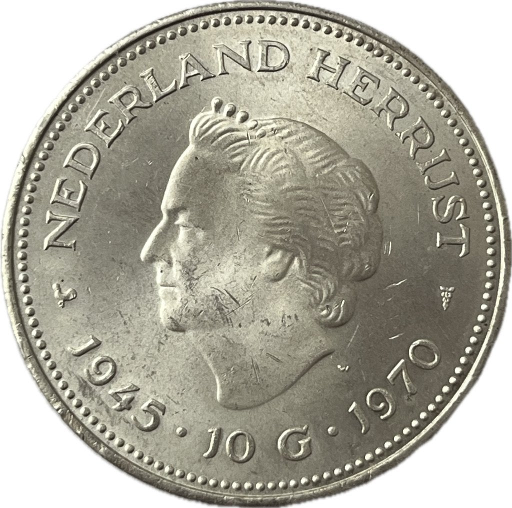 Nederland 1970 Zilveren tientje, Koningin Juliana, Verzenden, Zilver, Losse munt