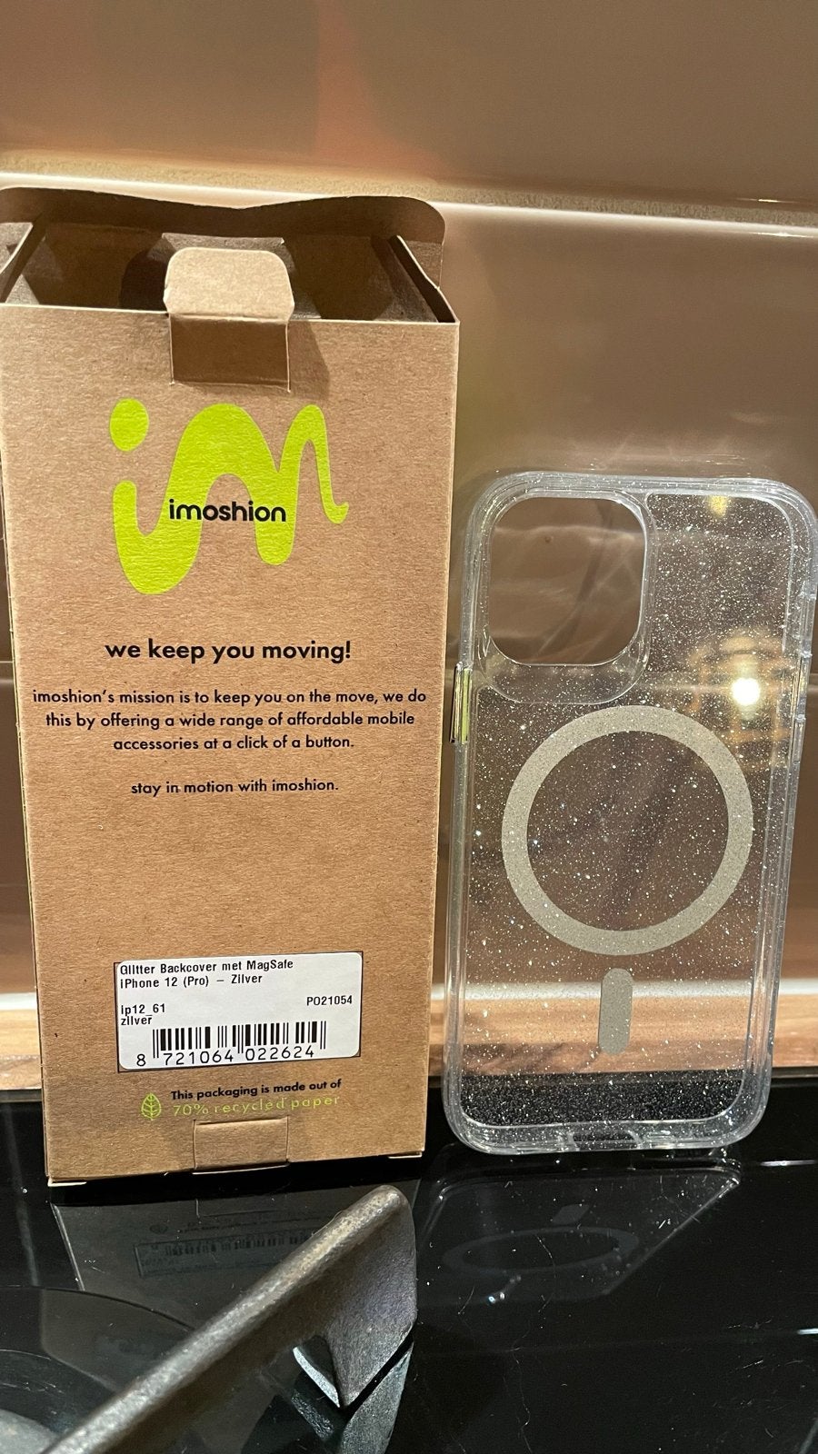 Nieuw Imoshion Glitter Backcover MagSafe iPhone 12 Pro, Kunststof, Draadloos opladen, Overige merken, Nieuw