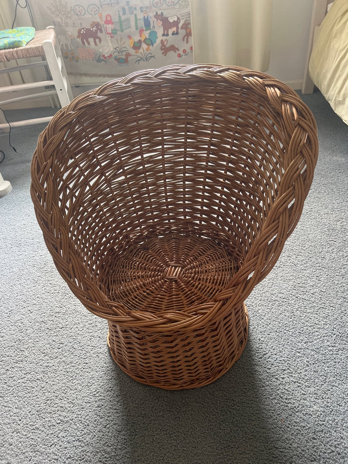 Rotan kinderstoel - Vintage rieten stoel, Huis en Inrichting, Stoelen, Ophalen, Gebruikt, Bruin, Riet of Rotan