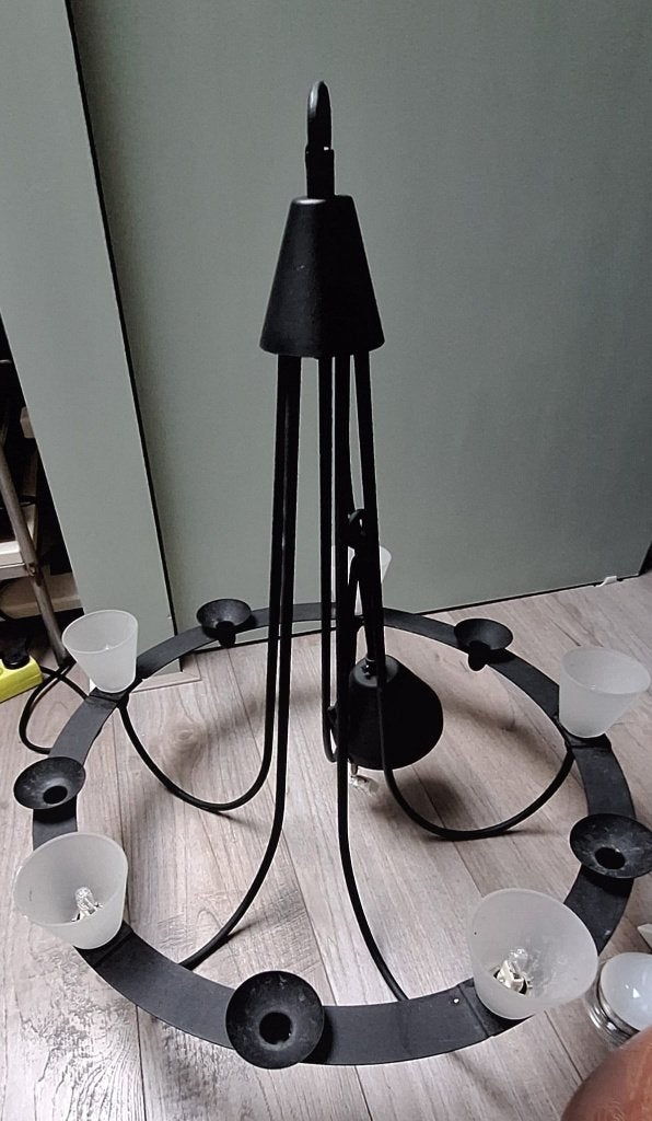 Vintage IKEA kroonluchter – elektrisch én kaarsen, Ophalen, Gebruikt, Metaal, G9