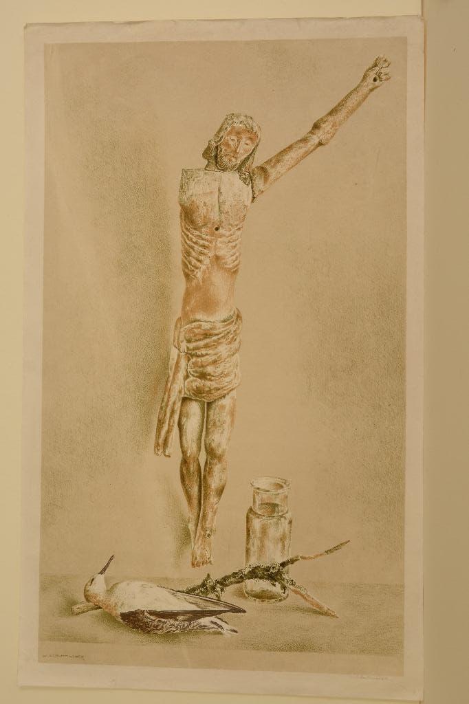 WIM SCHUHMACHER Titel CRUCIFIX Litho 1947 Gesigneerd SP25, Origineel, 34 cm, Verzenden, Religie