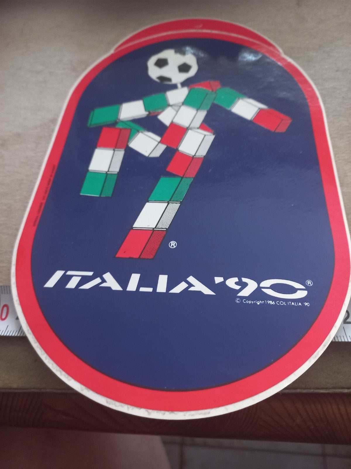 Vintage WK 1990 Italië Sticker - Voetbal Memorabilia, Ophalen of Verzenden